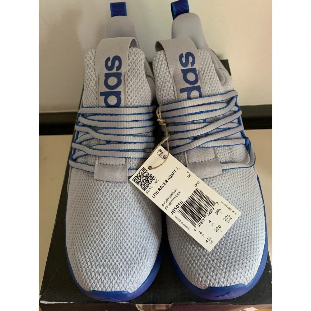 Adidas Lite Racer Adapt 7.0 K Sneakers JS5016 Grey Blue Size 4.5 Youth NEW W/Box